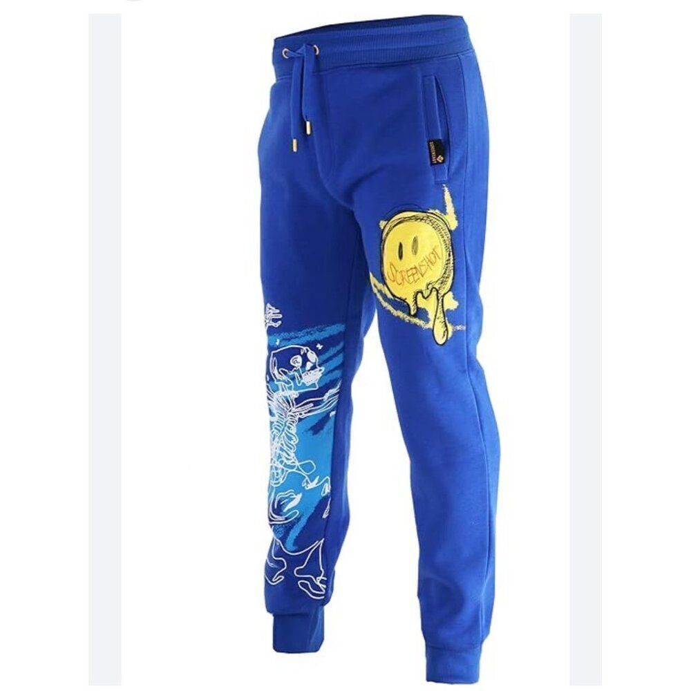 Screenshot Men Blue Graphic Sweatpants / Jogger Size 2XL